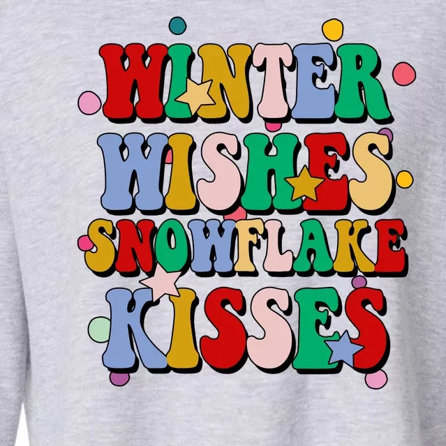 Winter Wishes Snowflake Kisses Retro Christmas Cropped Pullover Crew