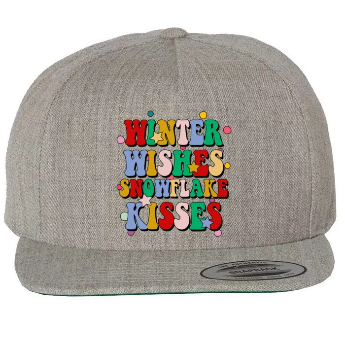 Winter Wishes Snowflake Kisses Retro Christmas Wool Snapback Cap