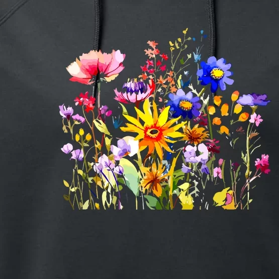 Women Wildflower Summer Flowers Blooming Floral Graphic Performance Fleece Hoodie