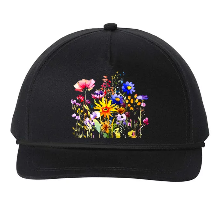 Women Wildflower Summer Flowers Blooming Floral Graphic Snapback Five-Panel Rope Hat