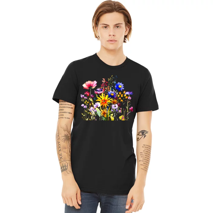 Women Wildflower Summer Flowers Blooming Floral Graphic Premium T-Shirt