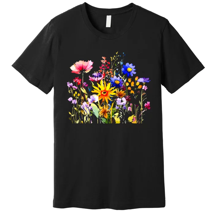 Women Wildflower Summer Flowers Blooming Floral Graphic Premium T-Shirt