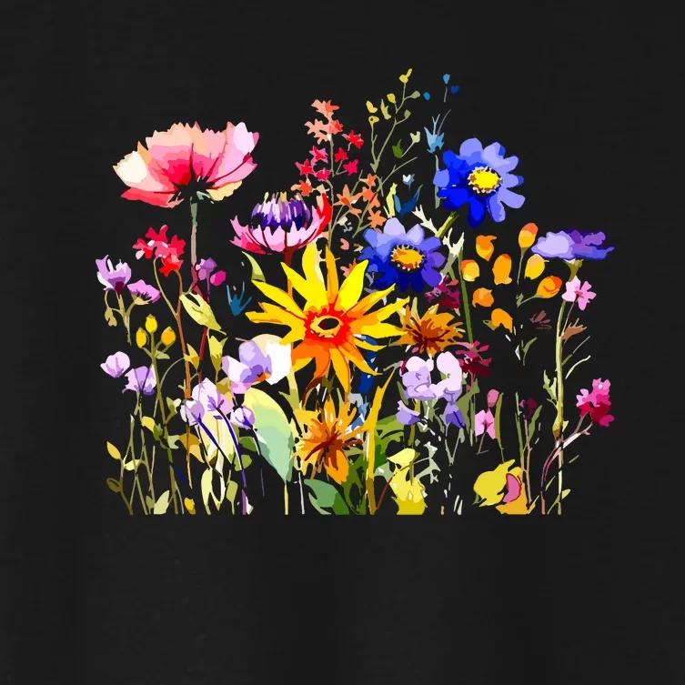 Women Wildflower Summer Flowers Blooming Floral Graphic Women's Crop Top Tee