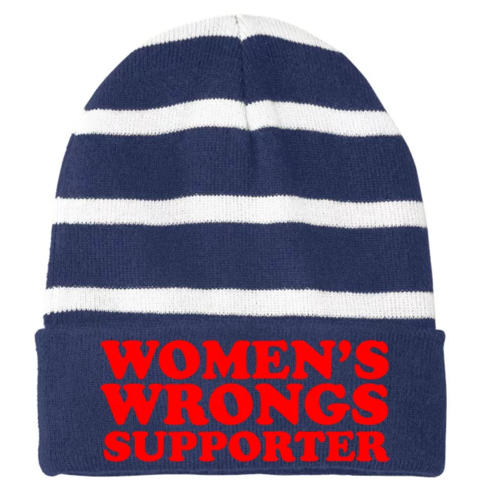 WOMENS WRONGS Supporter Striped Beanie with Solid Band