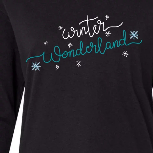 Winter Wonderland Snowflake Womens Cotton Relaxed Long Sleeve T-Shirt