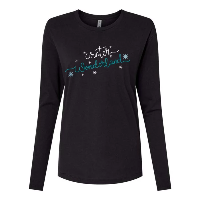 Winter Wonderland Snowflake Womens Cotton Relaxed Long Sleeve T-Shirt