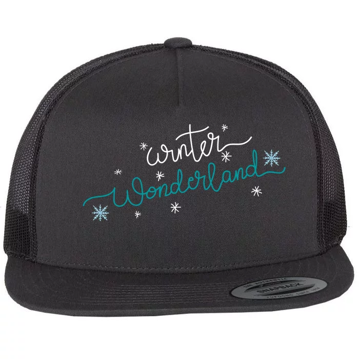 Winter Wonderland Snowflake Flat Bill Trucker Hat