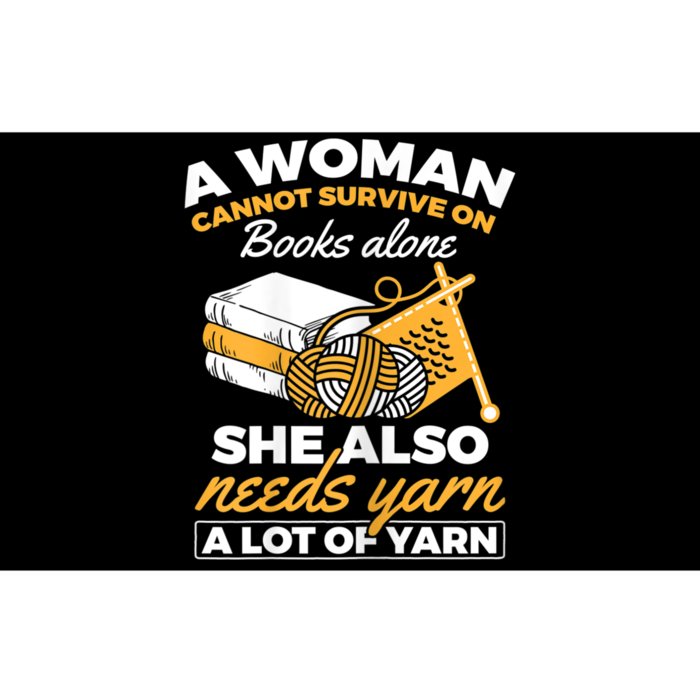 Womens Woman Survives On Books Yarn Knitting Crochet Bumper Sticker