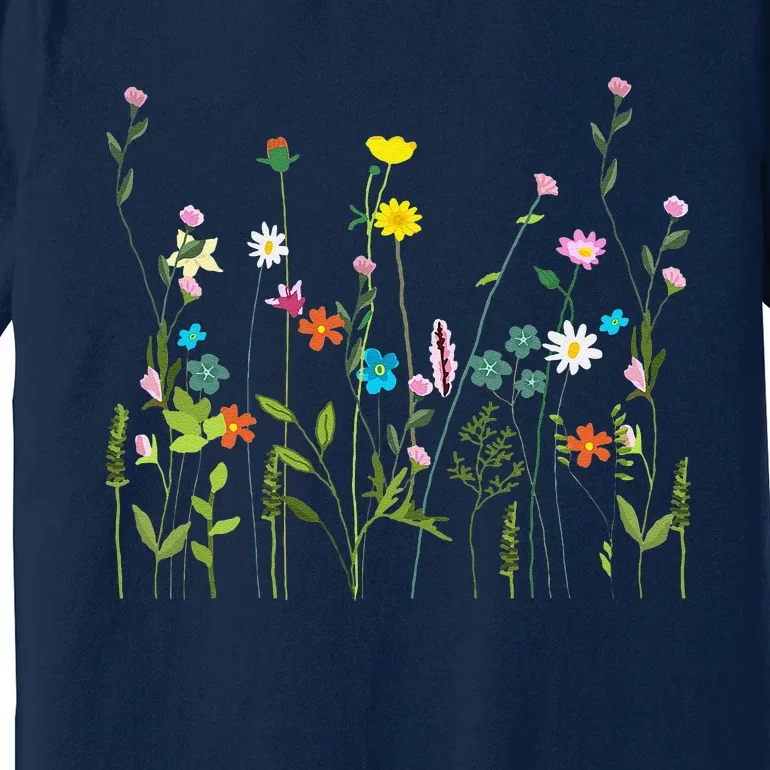 Women Wildflower Summer Flowers Blooming Floral Graphic Premium T-Shirt