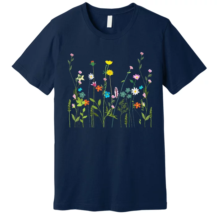 Women Wildflower Summer Flowers Blooming Floral Graphic Premium T-Shirt