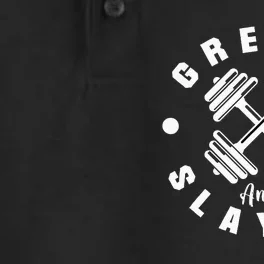 Workout With Sayings Greyin And Slayin Gym Dry Zone Grid Performance Polo