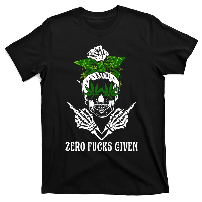 Women Weed Skull Cannabis Marijuana 420 Thc Weed Lover T-Shirt