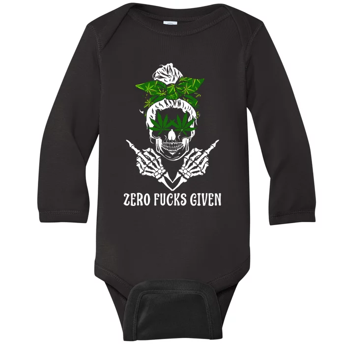 Women Weed Skull Cannabis Marijuana 420 Thc Weed Lover Baby Long Sleeve Bodysuit