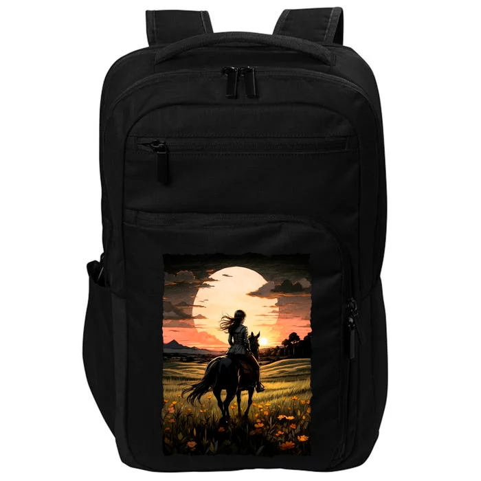 Wild West Sunset Rider Girl Impact Tech Backpack