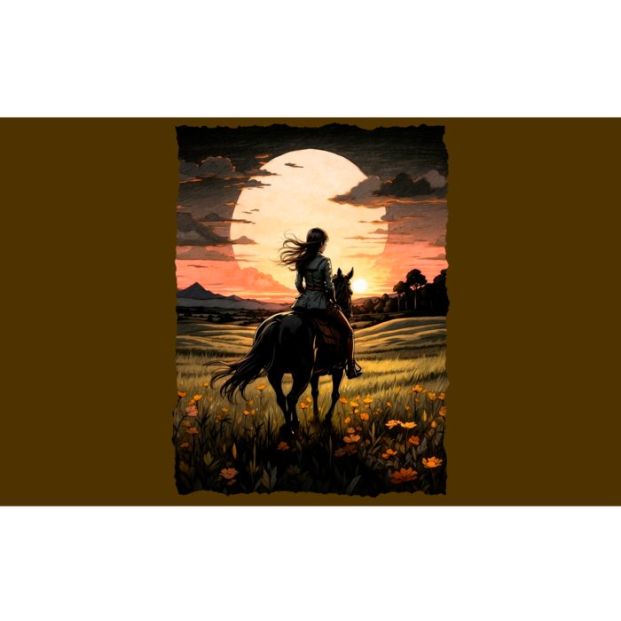 Wild West Sunset Rider Girl Bumper Sticker