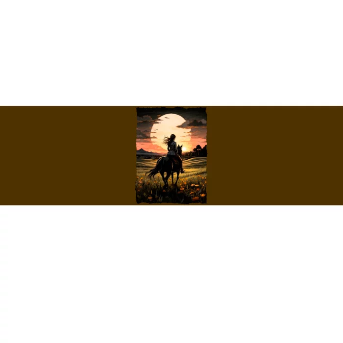 Wild West Sunset Rider Girl Bumper Sticker