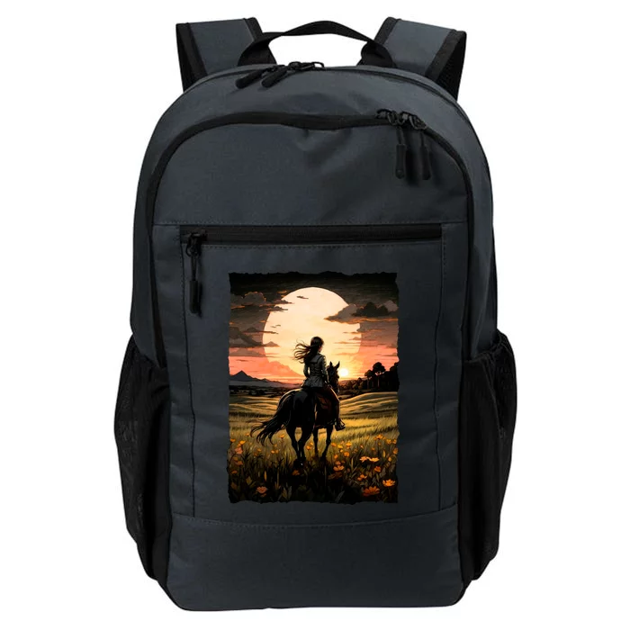 Wild West Sunset Rider Girl Daily Commute Backpack