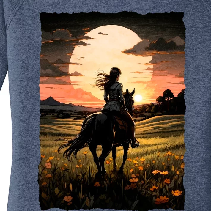 Wild West Sunset Rider Girl Women's Perfect Tri Tunic Long Sleeve Shirt