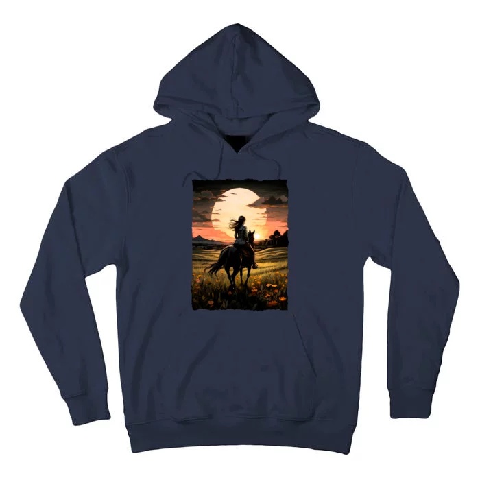 Wild West Sunset Rider Girl Tall Hoodie