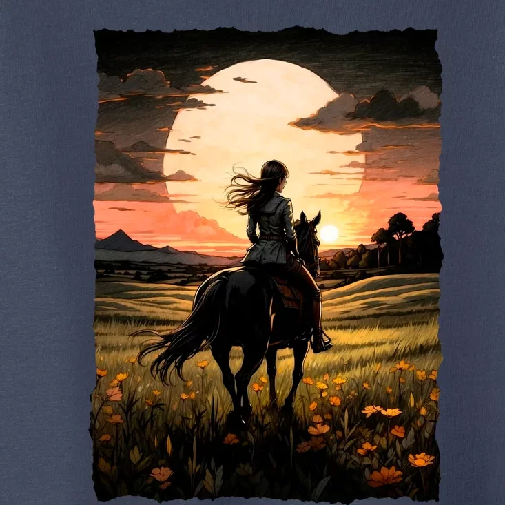 Wild West Sunset Rider Girl Toddler T-Shirt