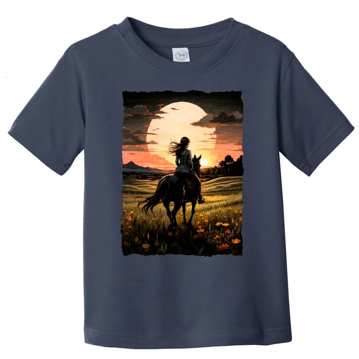 Wild West Sunset Rider Girl Toddler T-Shirt