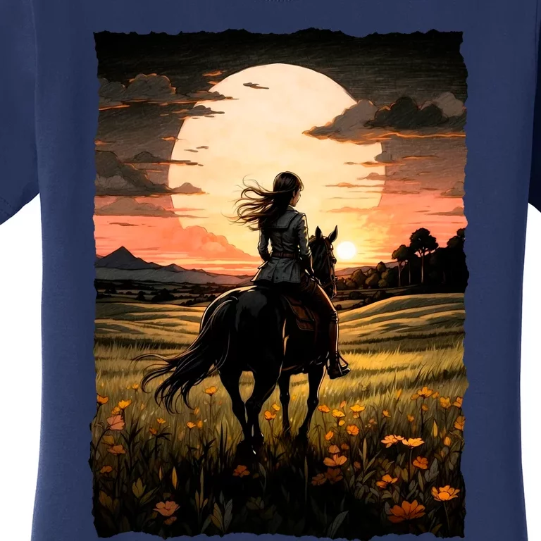 Wild West Sunset Rider Girl Women's T-Shirt