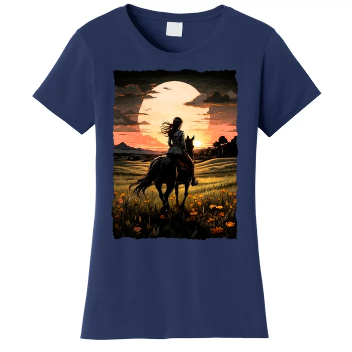 Wild West Sunset Rider Girl Women's T-Shirt