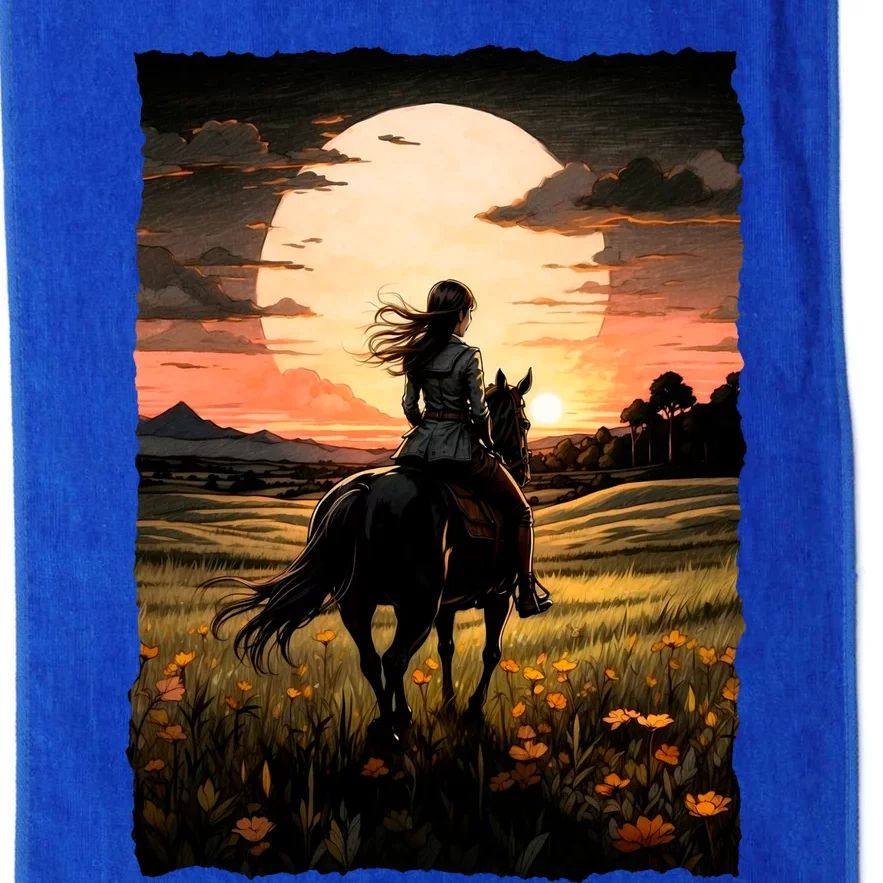 Wild West Sunset Rider Girl Platinum Collection Golf Towel