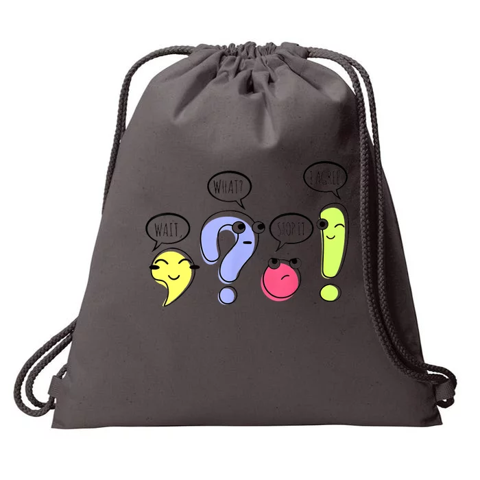 Wait What Stop It I Agree Funny Grammar Teacher Punctuation Drawstring Bag