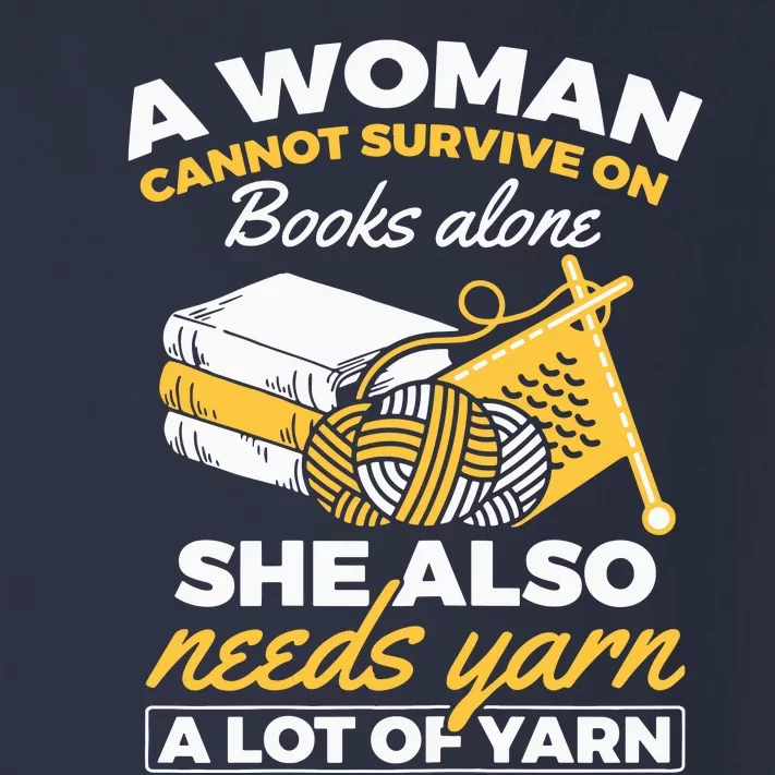 Womens Woman Survives On Books Yarn Knitting Crochet Toddler Long Sleeve Shirt