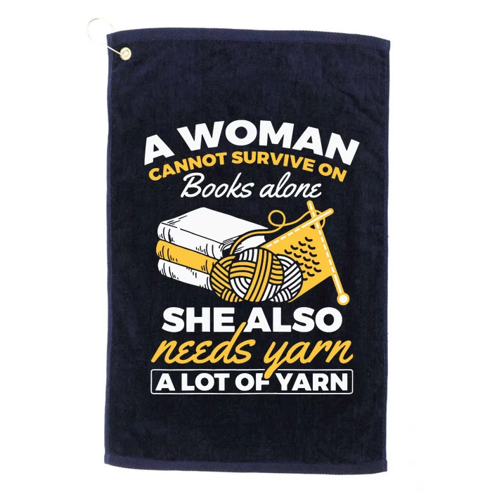 Womens Woman Survives On Books Yarn Knitting Crochet Platinum Collection Golf Towel