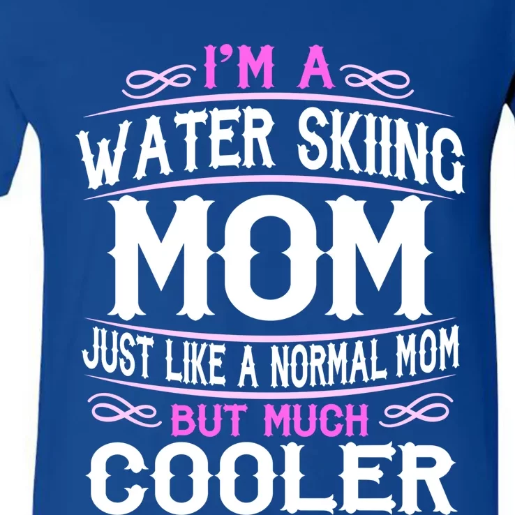 Wo Water Skiing Mom Cute Sporting Mom Gift V-Neck T-Shirt