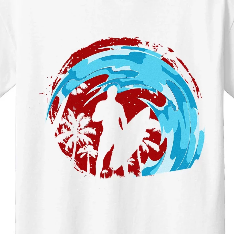 Waves Water Sport Athlete Ocean Surfboard Surfer Sea Surfing Kids T-Shirt