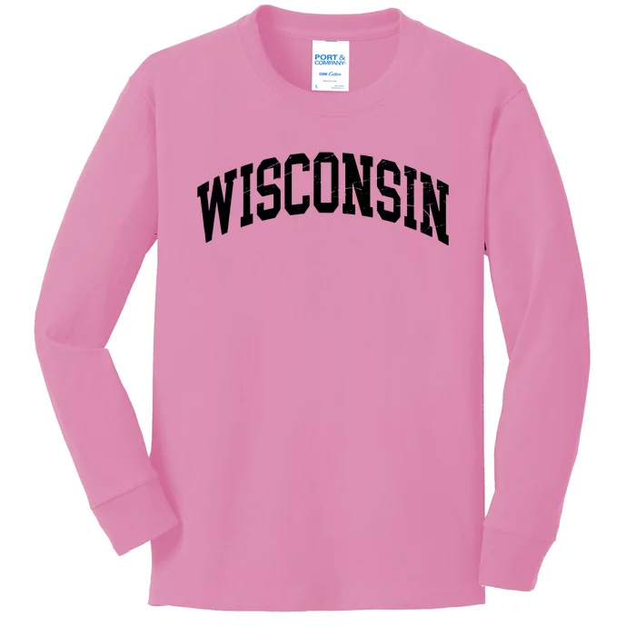 Wisconsin Worn Style Design Classic Kids Long Sleeve Shirt