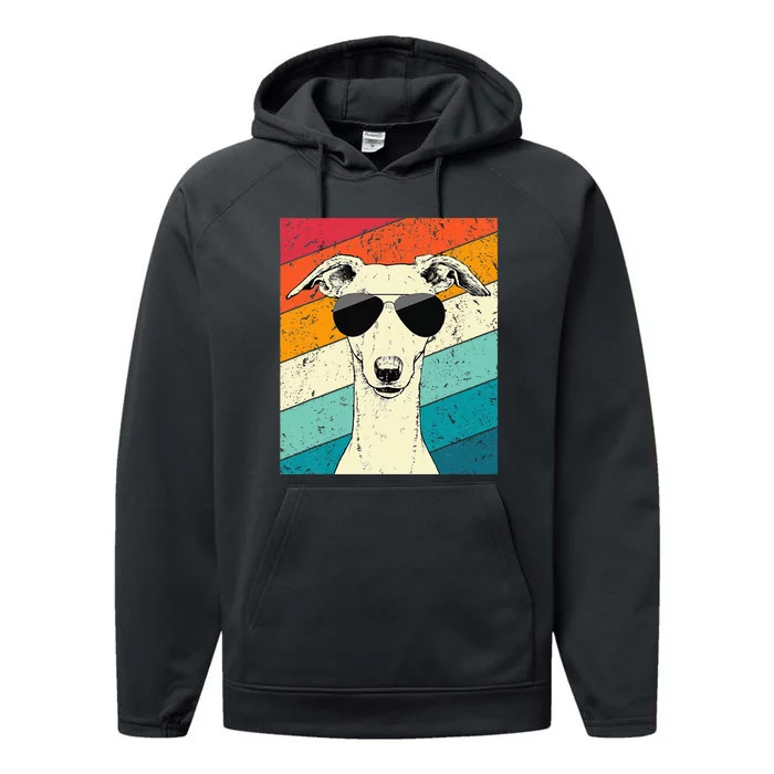 Whippet With Sunglasses Dog Lovers Performance Fleece Hoodie