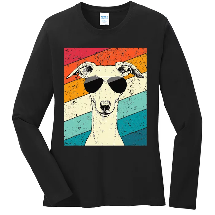 Whippet With Sunglasses Dog Lovers Ladies Long Sleeve Shirt