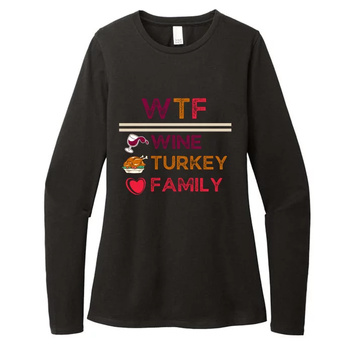 Wtf Wine Turkey Family Thanksgiving Womens CVC Long Sleeve Shirt