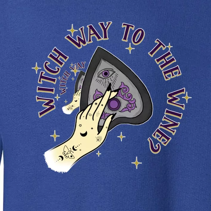 Witch Way To The Wine Celestial Halloween Gift Toddler Sweatshirt