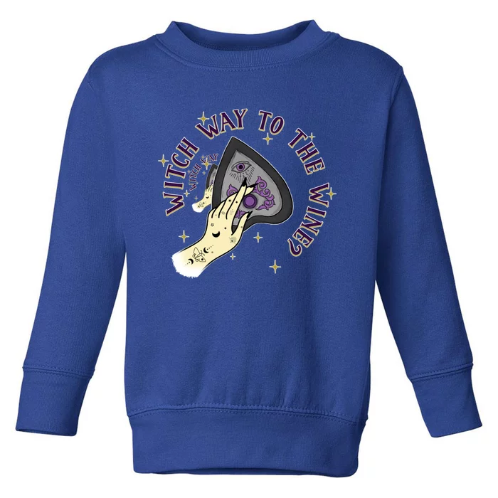 Witch Way To The Wine Celestial Halloween Gift Toddler Sweatshirt