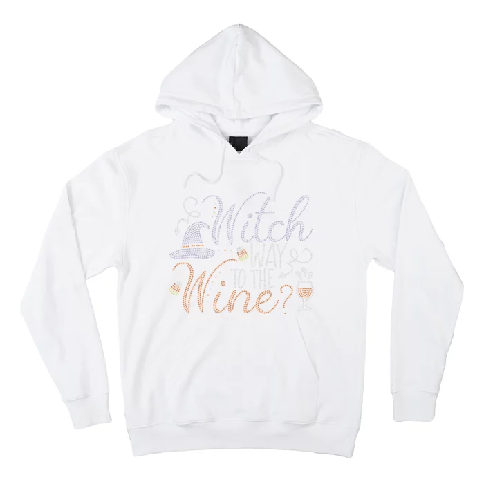 Witch Way To The Wine Bling Halloween Wine Witch Hoodie