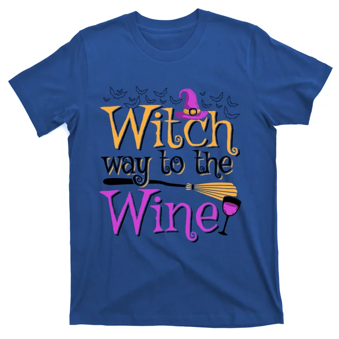 Witch Way To The Wine Ing Pun Halloween Lover Gift T-Shirt