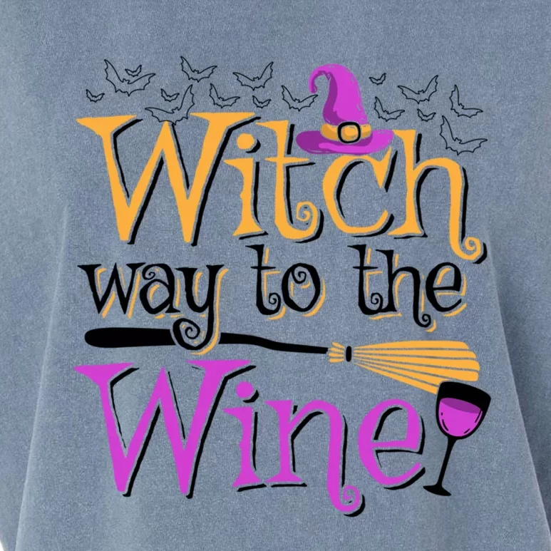 Witch Way To The Wine Ing Pun Halloween Lover Gift Garment-Dyed Women's Muscle Tee