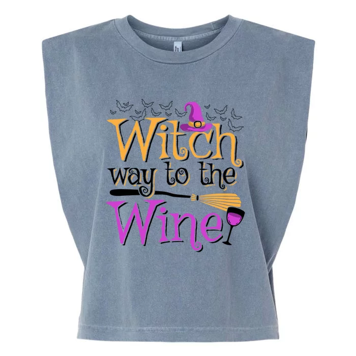 Witch Way To The Wine Ing Pun Halloween Lover Gift Garment-Dyed Women's Muscle Tee