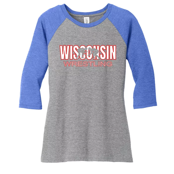 Wisconsin Wrestling Team Coach Wrestler State Pride Gift Great Gift Women's Tri-Blend 3/4-Sleeve Raglan Shirt