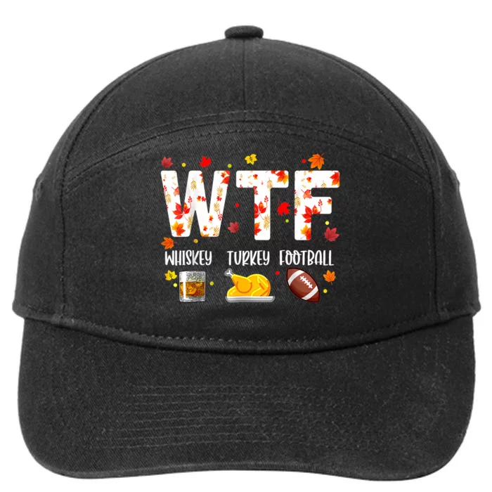 Wtf Whiskey Turkey Football Funny Thanksgiving Day 7-Panel Snapback Hat