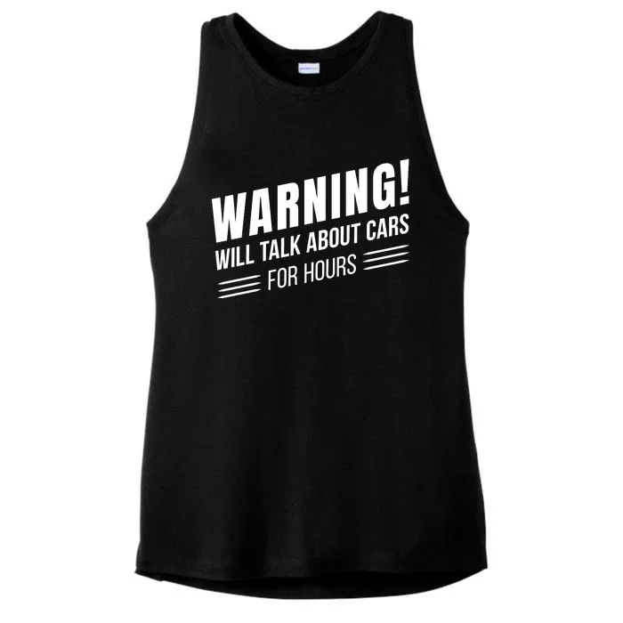 Warning Will Talk About Cars For Hours Ladies Tri-Blend Wicking Tank