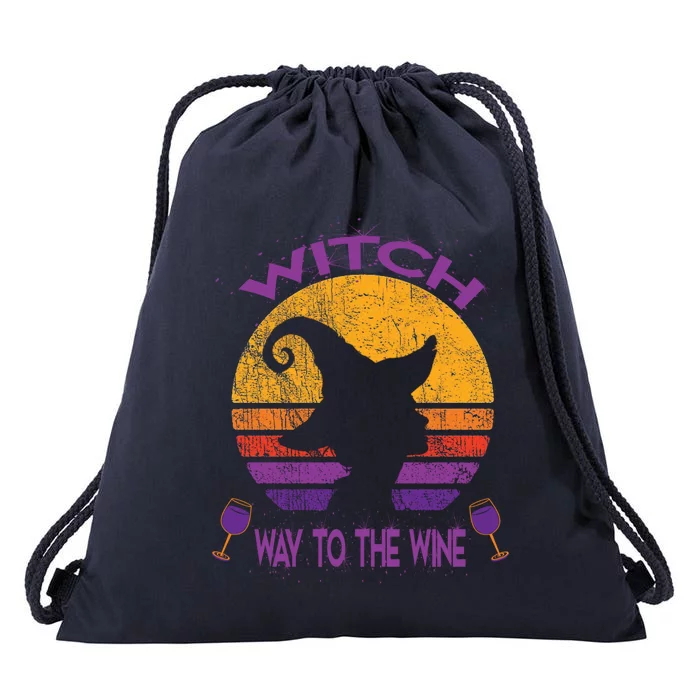 Witch Way To The Wine Funny Costume Gift Wine Witch Lover Gift Drawstring Bag