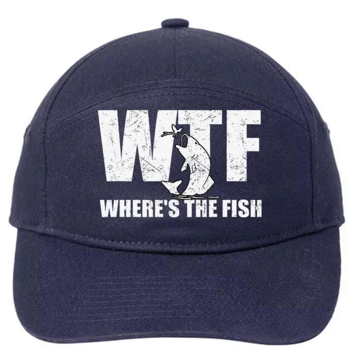 Wtf WhereS The Fish Funny Fishing Gifts Fathers Day 7-Panel Snapback Hat