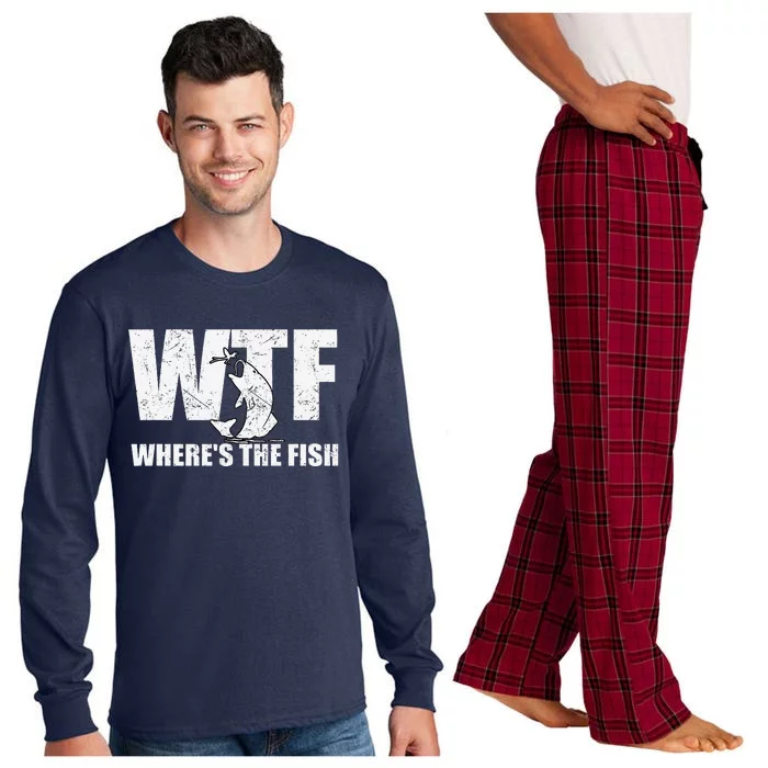 Wtf WhereS The Fish Funny Fishing Gifts Fathers Day Long Sleeve Pajama Set