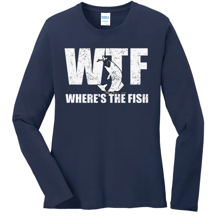 Wtf WhereS The Fish Funny Fishing Gifts Fathers Day Ladies Long Sleeve Shirt